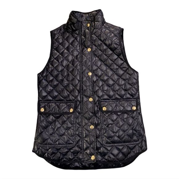 J. Crew Shiny Puffer Quilted Zipper
Vest, Down filled Navy Blue, sz XS - Picture 2 of 7